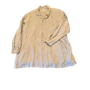 J. Jill Love Linen Womens Tunic Top With Button Front In Olive Green Size XL